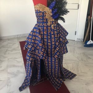 Customer made African print corset dress. Will fit size 10-12